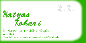 matyas kohari business card